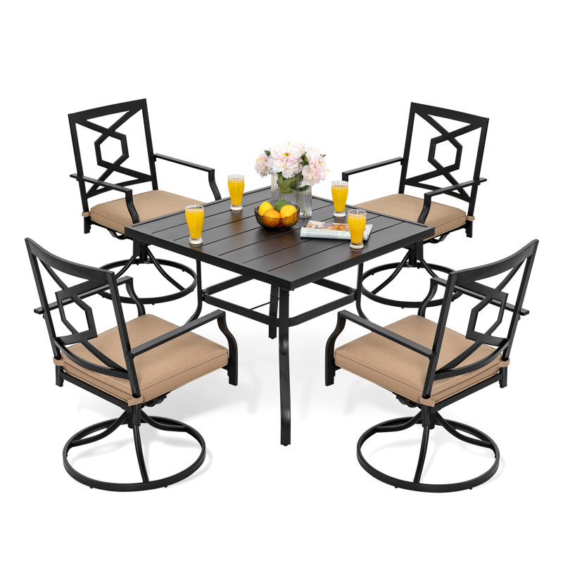 Ensemble repas avec coussins, 5 Pieces: Table, 4 Chairs, H 28,3 po x l 37 po x P 37 po