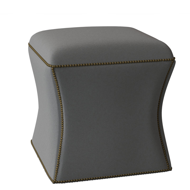Roscoe 20" Cocktail Ottoman, Brass, Light Grey Leather 202-010