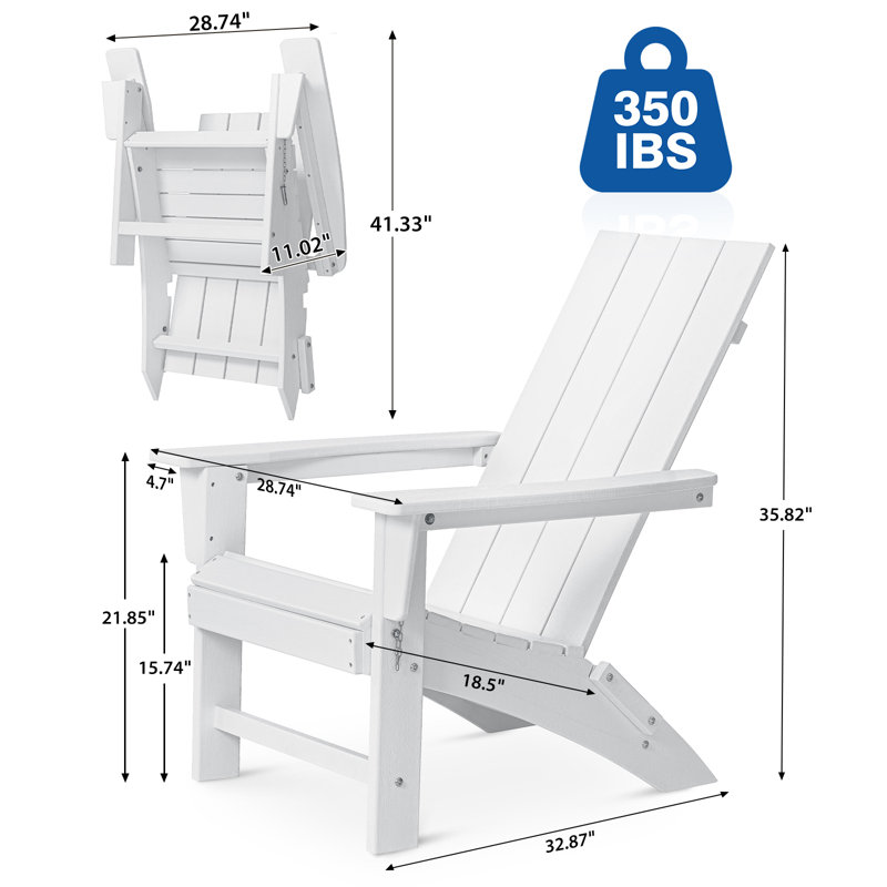 Chaise Adirondack pliante en PEHD Buvana, Blanc