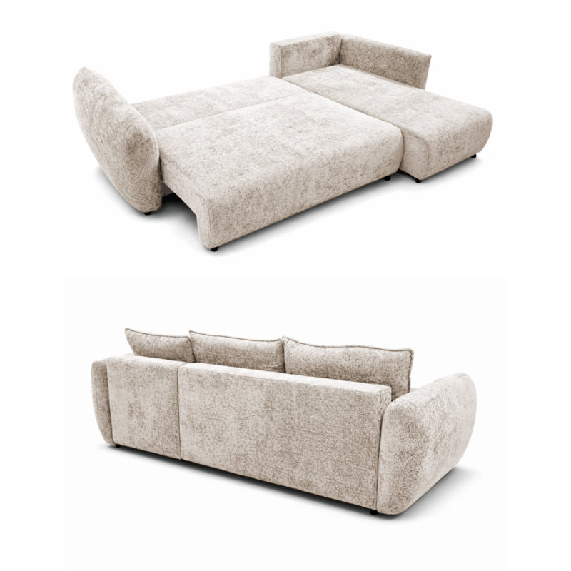 4 Seater Sofa Bed, Right Hand Facing Corner Sofa, Cream FLOW 3