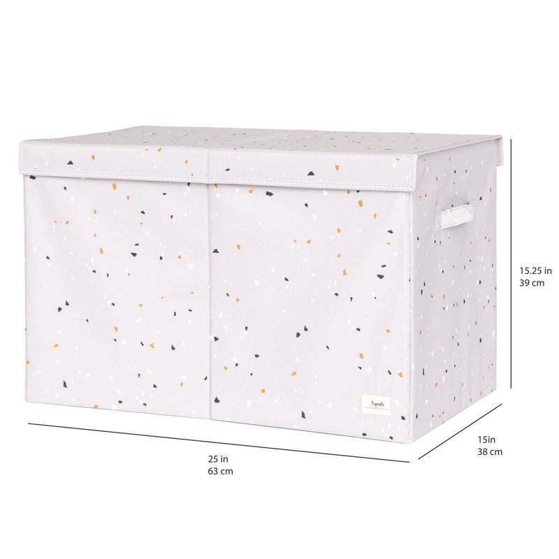 3 Sprouts - Recycled Fabric Storage Chest with Lid - Terrazzo, Light Grey Terrazzo