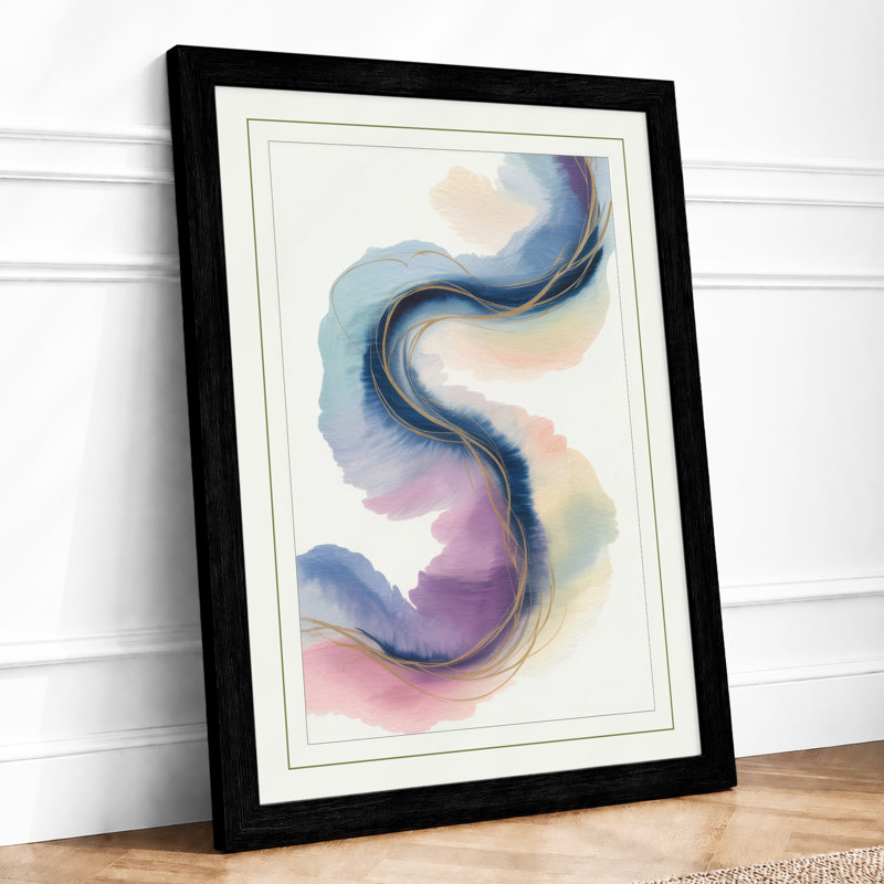 Flowing Ribbon Minimalist - Framed Print, A4 - 29.7 x 21.0 cm, Black