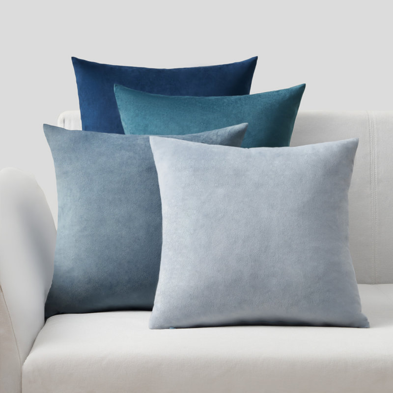 Velvet Throw Pillow Covers,Contrasting colors Pillows Decorative Set of 4, Blue, Square 18"