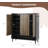 Counter Height Bar Stools Set of 2, Soft Leather Tall Barstools with Arms & Footrest, 400 lbs Capacity Metal High Chairs for Kitchen Island, Coffee Brown-250936297