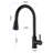 Kitchen Faucet With Pull Out Spray, Matte Black Stainless Steel Appearance, 360 Rotating Nozzle, Single Handle For Water Control And Management Quality, Efficient Supply Temperature Adjustment
