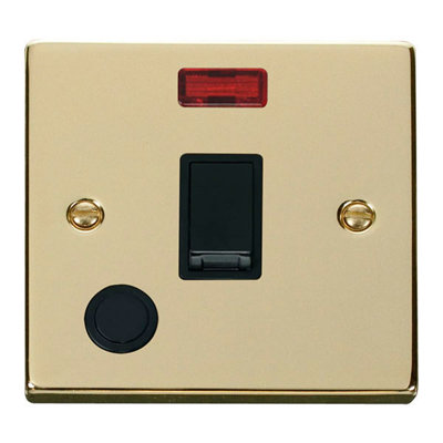Polished Brass 1 Gang 20A DP Switch With Flex With Neon