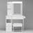 Small Space Left Drawer Desktop Vanity Table + Cushioned Stool, 2 AC+2 USB Power Station-277867221
