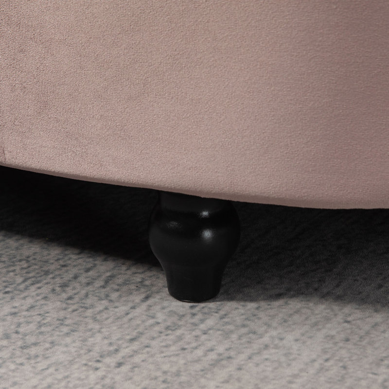 HOMCOM Semi Circle Ottoman Storage Bench Tufted, Pink