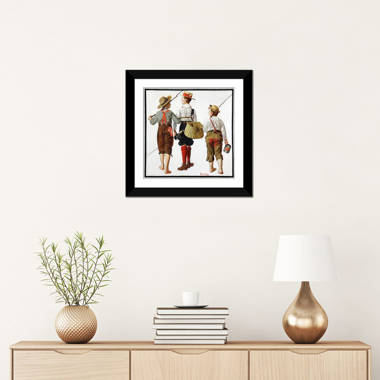 The Fishing Trip by Norman Rockwell - Print On Canvas Charlton Home Format: Black Framed Paper, Mat Color: White, Size: 24 H x 24 W x 1 D