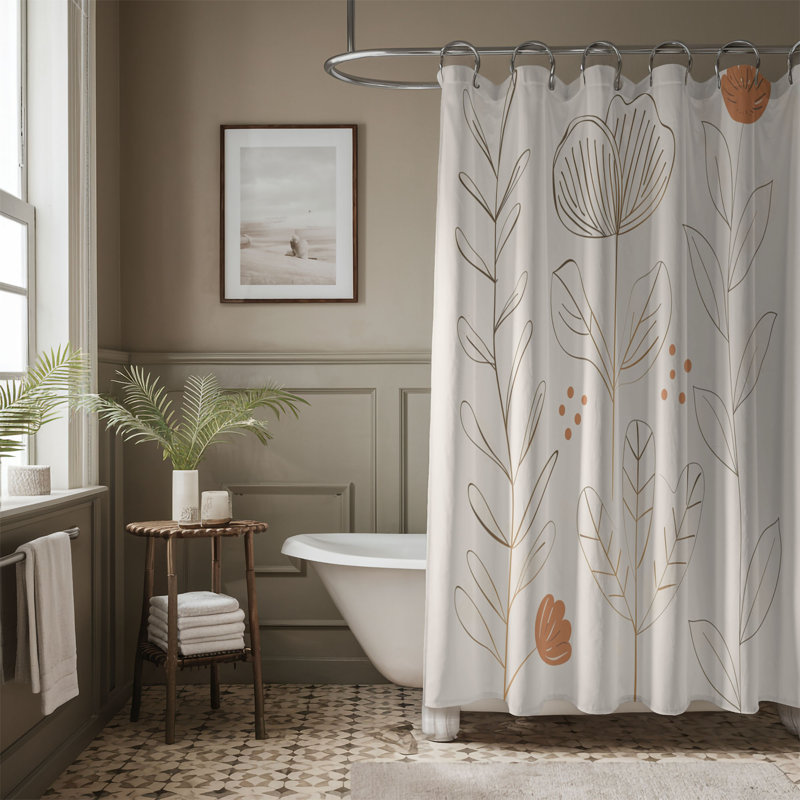Rideau de douche beige 1 pièce, H 74 po x l 71 po
