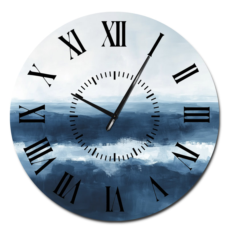 Horloge murale contemporaine Cool Blue Ocean Abstract Horizon, Surdimensionné