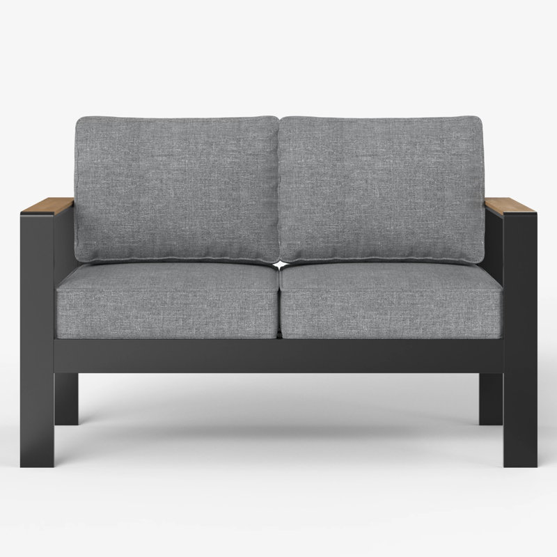 127cm Wide Patio Sofa with Cushions, Grey