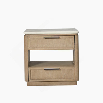 Two Drawer Nightstand With Oak Veneer Drawer Fronts, Offering Ample Storage And Modern Convenience For Your Bedroom