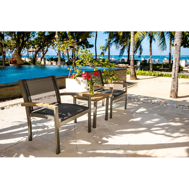 Soho 20" Teak Aluminum Outdoor Tall Square Side Table, Silver