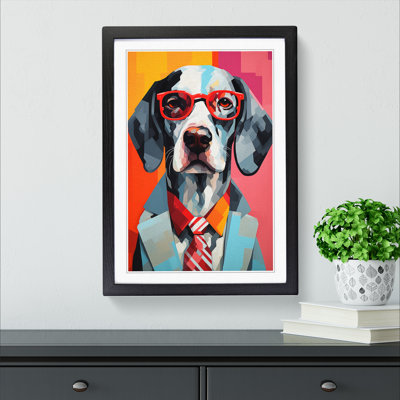 Modern Dog Abstract - Single Picture Frame Print on Wood