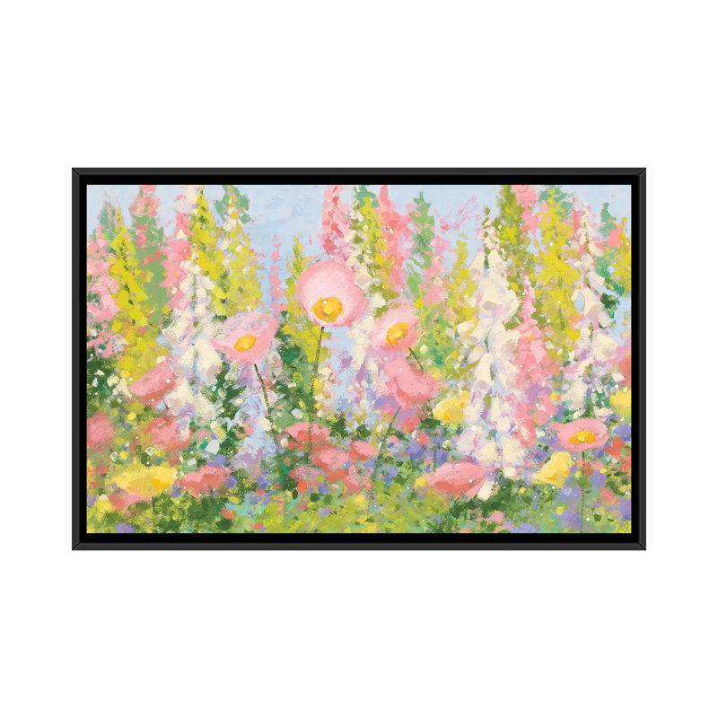 « jardin pastels i », reproduction d’art sur toile, H 18 po x l 26 po x P 1,5 po, Toile avec cadre noir, Pas de tapis