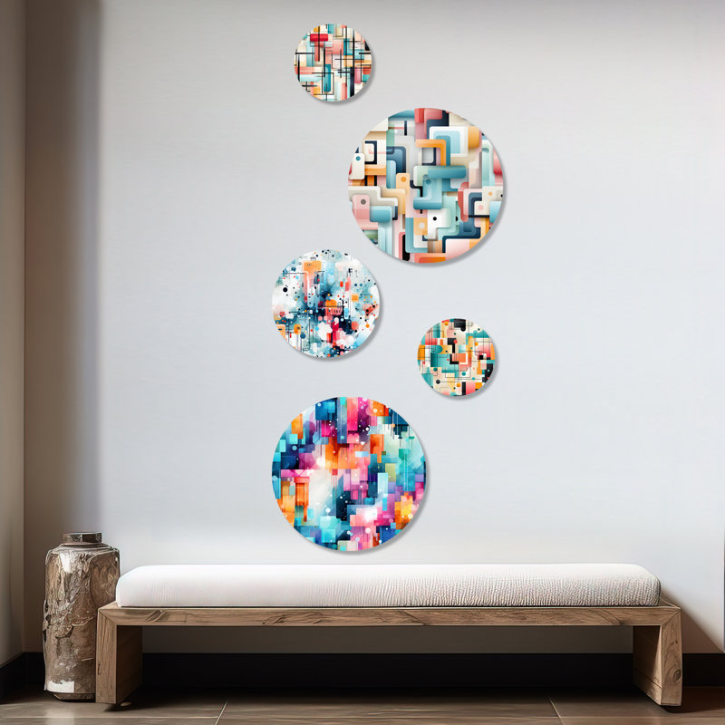 Daeonna - Ensemble d'art mural géométrique moderne rond de 5