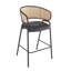 Ensemble de 2 tabourets de bar rembourrés en métal pour l'intérieur, siège en similicuir avec dossier en rotin