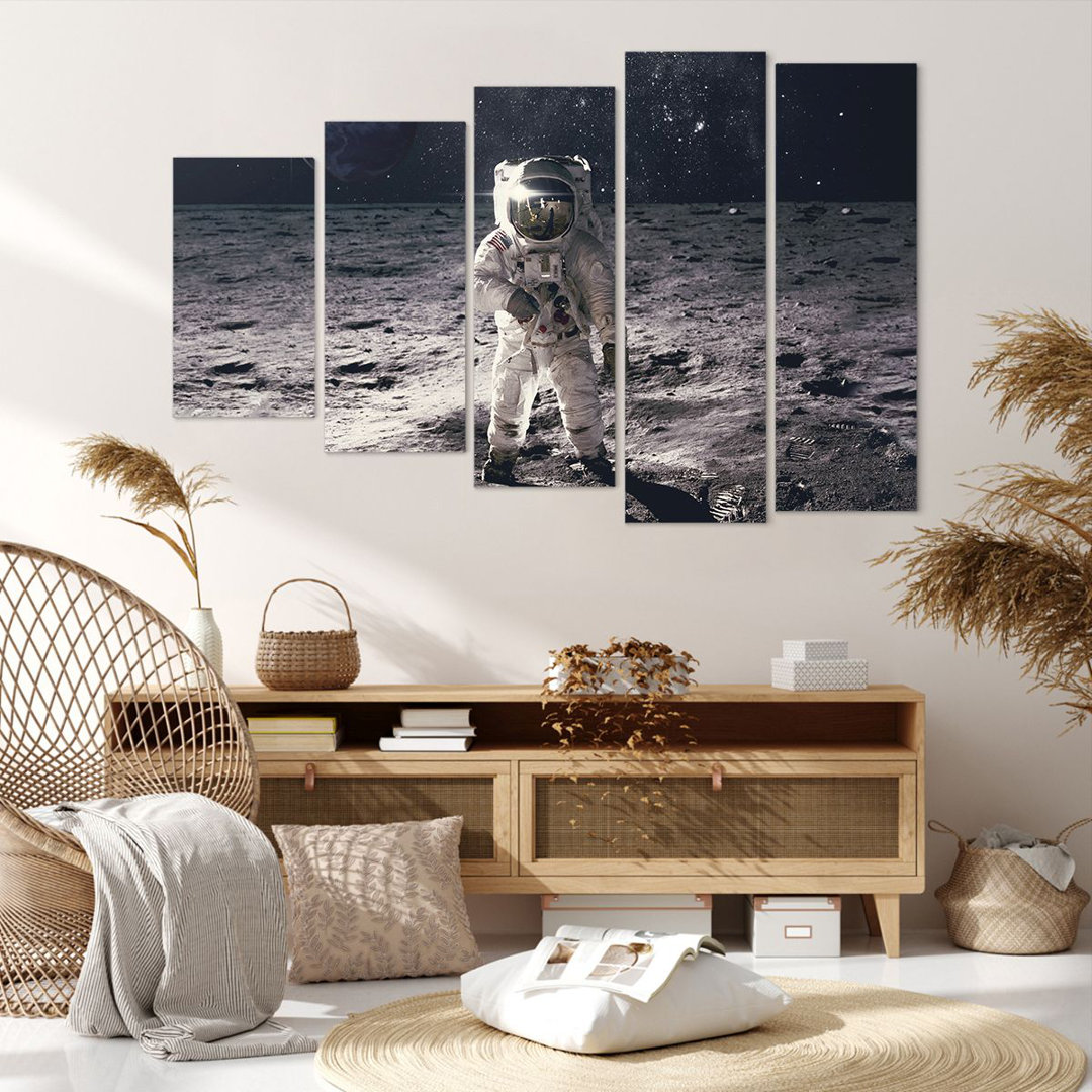 5-tlg. Leinwandbilder-Set Moon Earth Astronaut