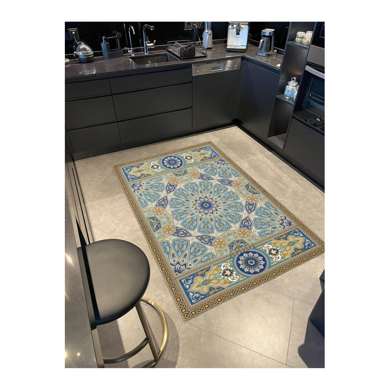 Tapis décoratif géométrique lavable à motif géométrique moderne, Tapis de couloir 4 pi 11 po x 9 pi 10 po inclus