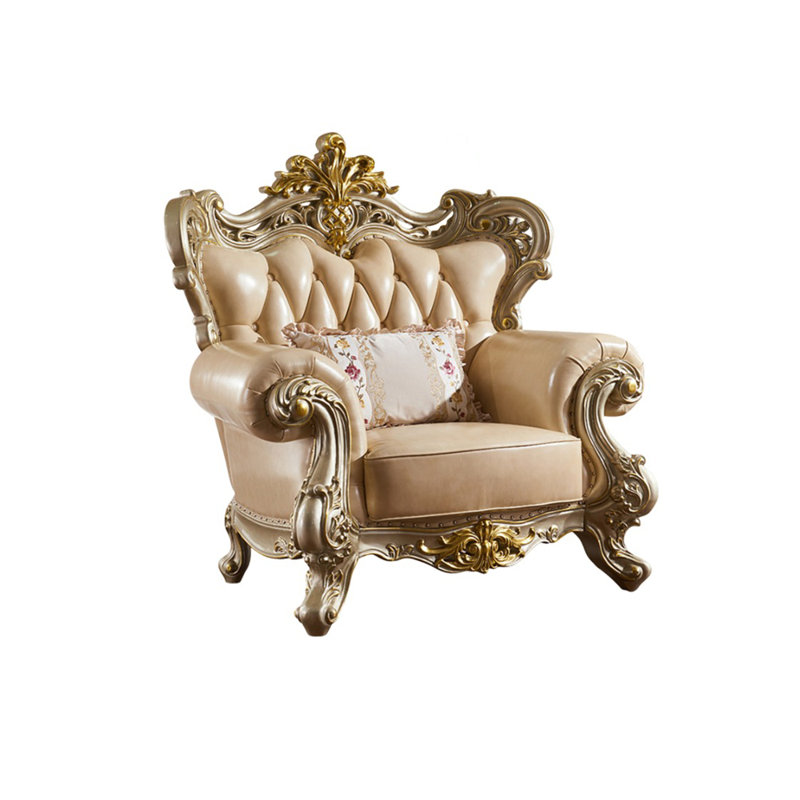 Fauteuil en cuir véritable capitonné European Luxury