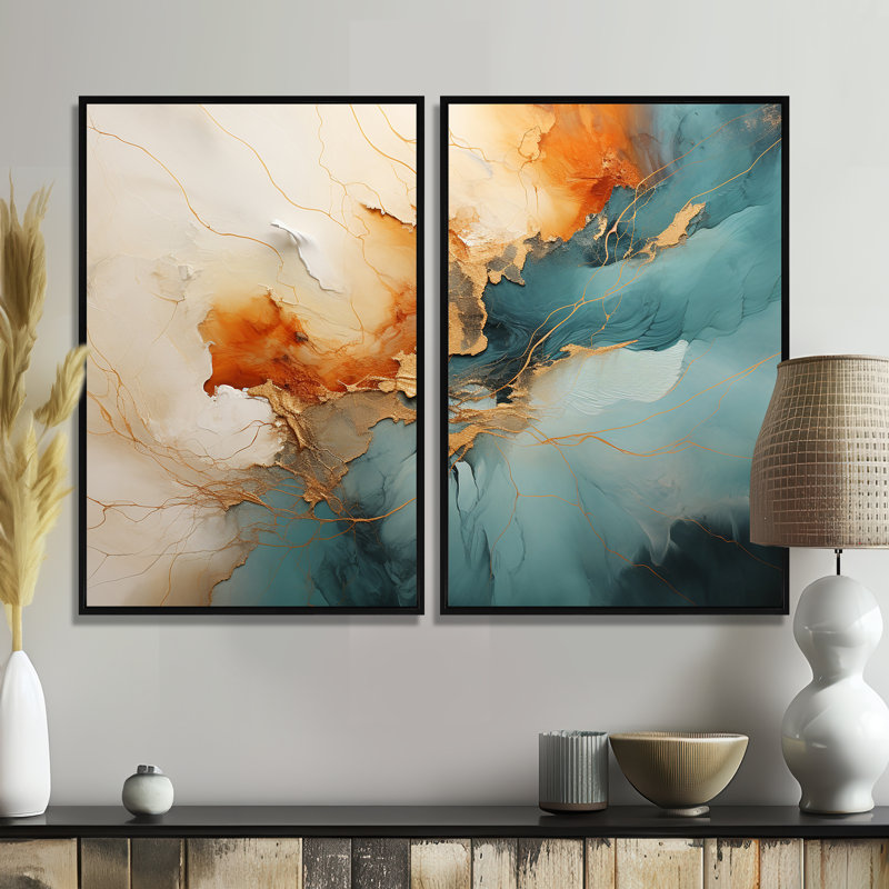 Ensemble de 2 grandes artères murales «Dams», Black, 36" H x 48" W, Floater Framed Print