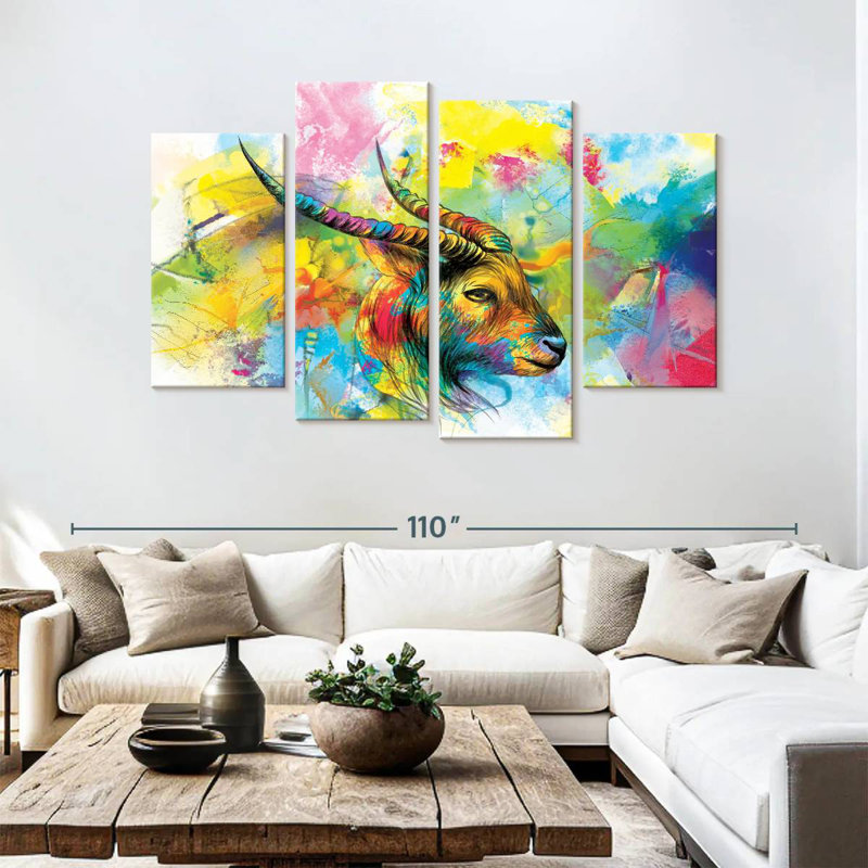 Horned Goat Paint Splash, 54" H x 84" W
