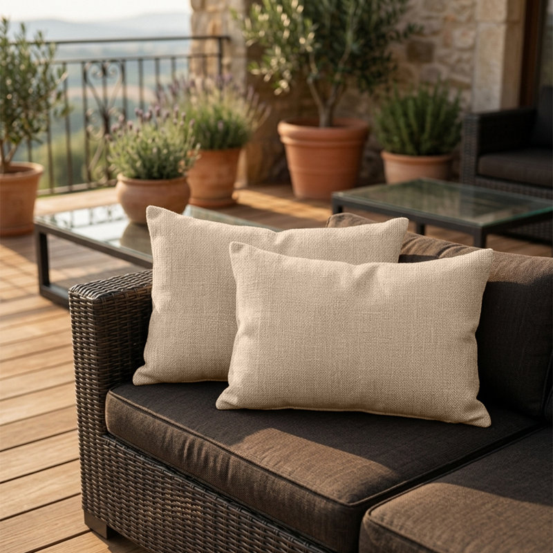 Ensemble de coussins décoratifs rectangulaires de 2 x 12 po x 20 po avec insert, tissu résistant à l'eau et aux rayons UV