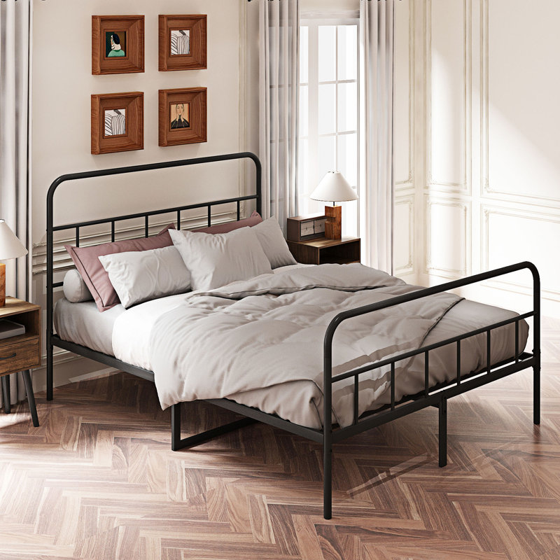 Huddleson Bed Metal Platform Bed frame, Queen
