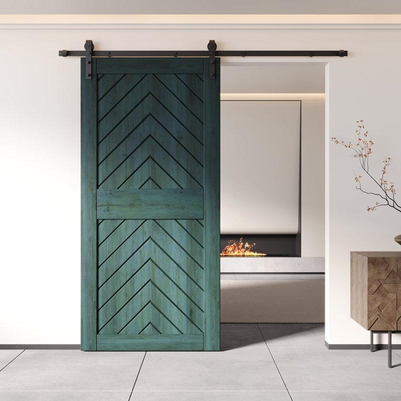 Porte de grange en bois de pin royal 4-en-1 fini pin et non assemblé 36 po x 84 po Homacer de Homacer (usage intérieur seulement)