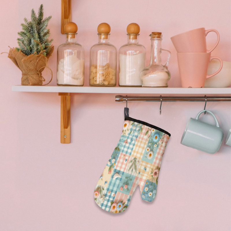 Easter Gingham Set Oven Mitt Cotton Twill