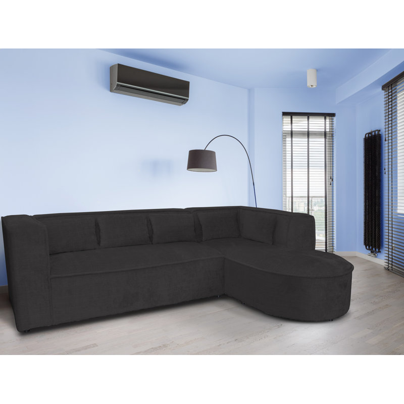 Caetana 4 Seater Corner Sofa , Black, Right Facing