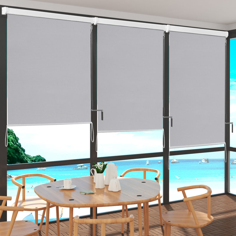 Symple Stuff Fabric Cover Retractable Patio Awning, Grey, 7.7cm H x 100cm W x 240cm D