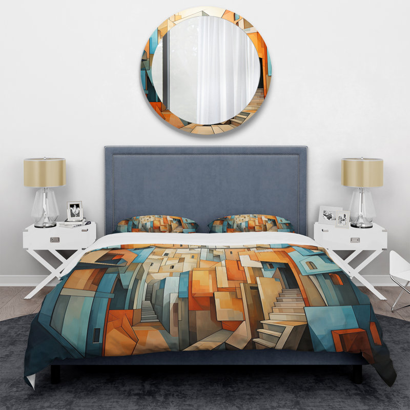 Cubism Art Multidimensional V - Ensemble de housse de couette abstrait - Microfibre de polyester