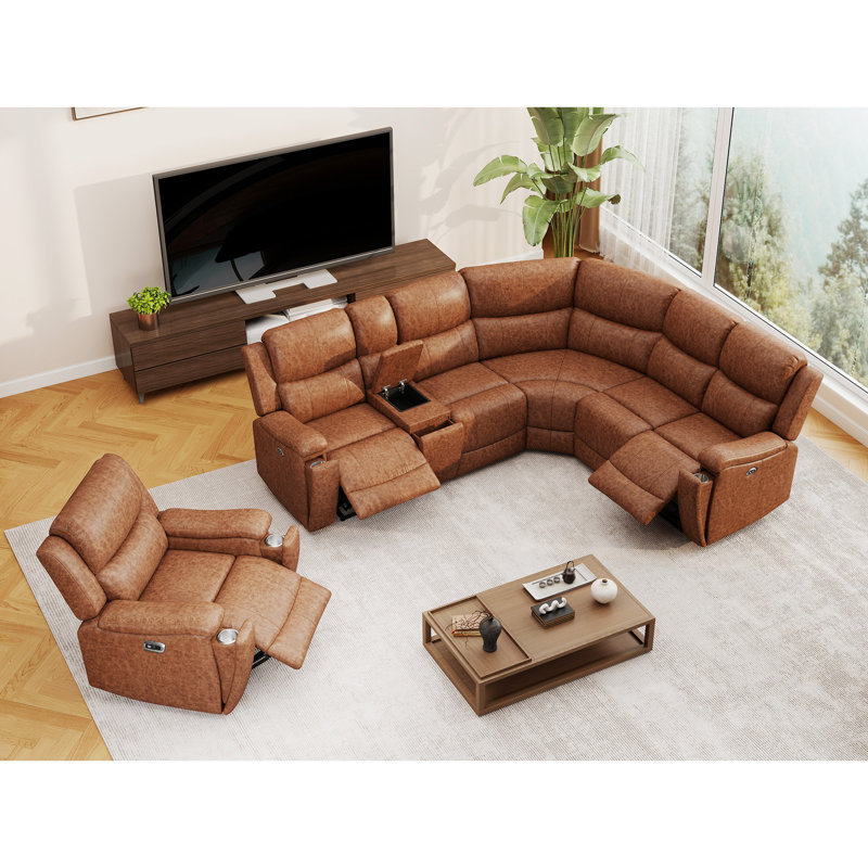 Ensemble de canapé modulaire inclinable électrique 3 pièces avec porte-gobelet Hunstant