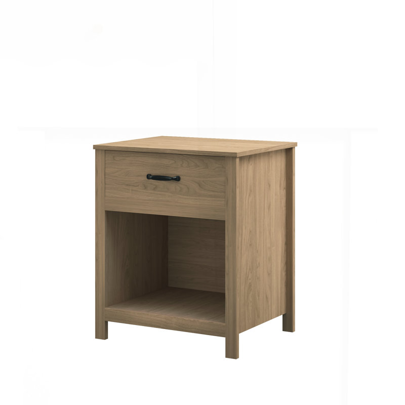 Table de chevet en bois avec tiroir et tablette ouverte, table de chevet moderne avec rangement