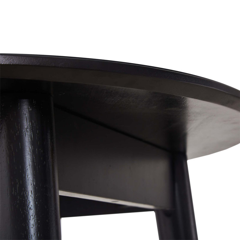 All-Solid Wood Round Dining Table For 2-4 People, Durable And Space-Efficient With 31.5-Inch Diameter, Black