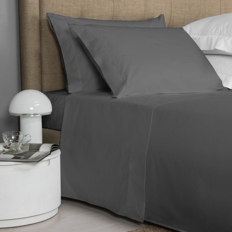 Ensemble de draps 100% coton 200 fils A Lewis, Grand, Gris anthracite