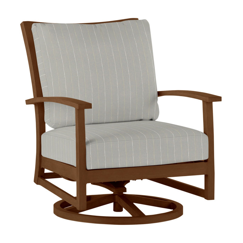 Charleston Patio Lounge Chair with Cushions, No Welt, Linen Dove, Charleston Aluminum #60 Oak