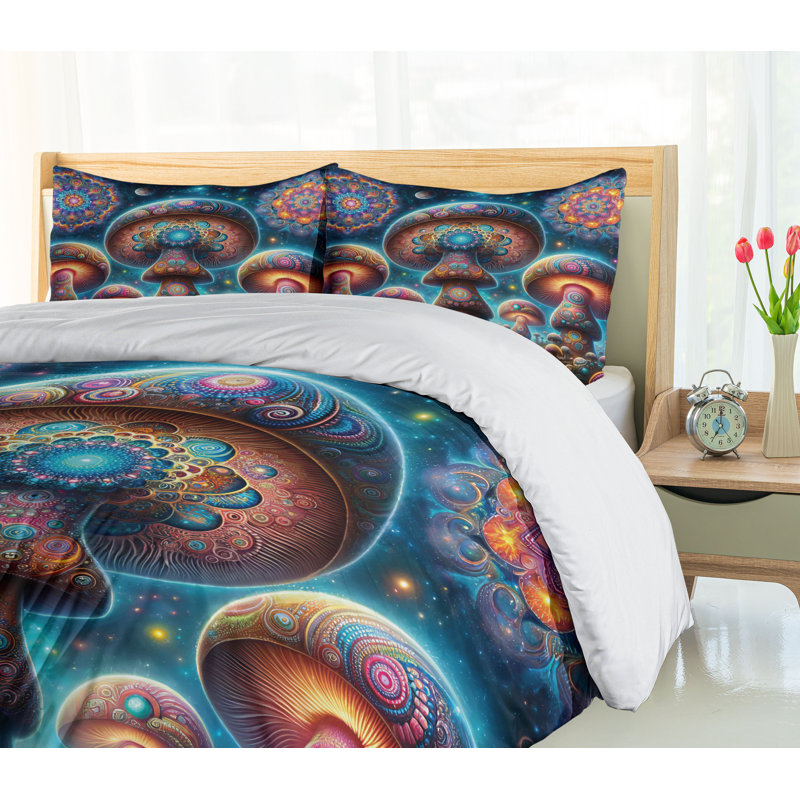 Mushroom Duvet Cover, Queen Duvet Cover + 2 Standard Shams