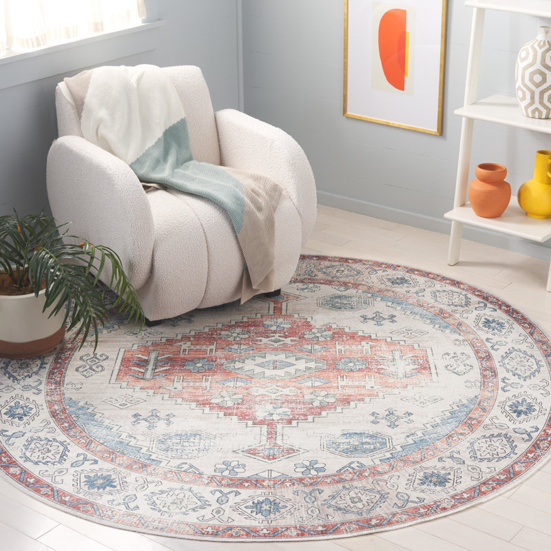Raynika Performance Machine Washable Southwestern Rug, Round 6'