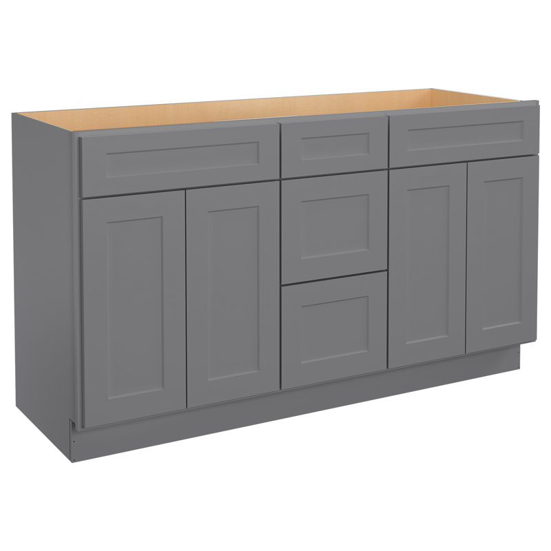 Cozy Design 60'' Double Bathroom Vanity Base Only, Shaker Graystone