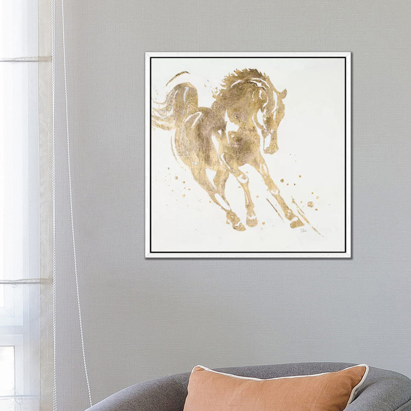 Spirit Horse Gold by Patricia Pinto - Floater Frame Gallery-Wrapped Canvas Giclée on Canvas, White, 66.04 cm H x 66.04 cm W