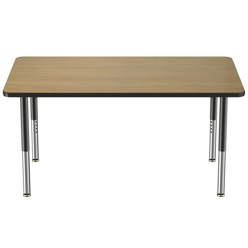 Table d'activité rectangulaire à hauteur réglable en forme de T, Super, 36 po x 60 po, Chêne Pasadena / noir