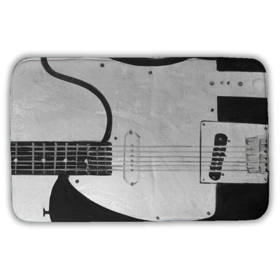 Black rock guitar Bath Mat with Non-Slip Backing - Quick Dry Memory Foam Bathroom Rug - Absorbent - Modern Plush Spa-Style - Machine Washable