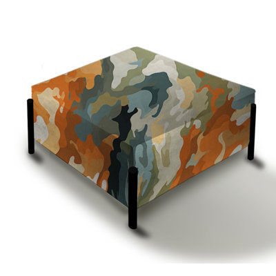 Orange And Green Expedition - Camouflage Large Square Ottoman