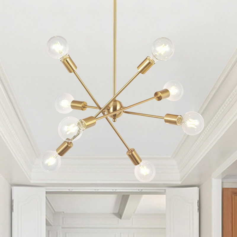 Luminaire suspendu lustre spoutnik 8 lumières Nichole, Laiton
