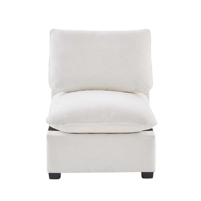 30*26" Single Seat Module for Modular Sectional Sofa,Deep Seat,Chenille,2 Colors, White