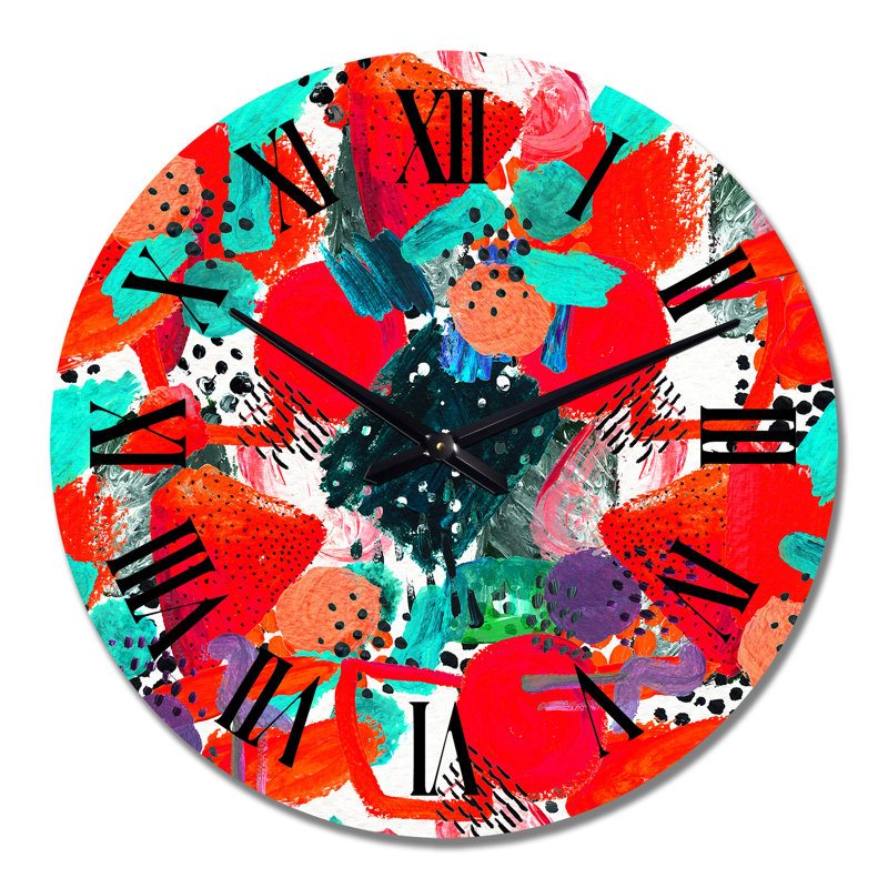 Horloge murale rouge et turquoise, Grand