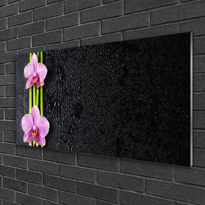 Floral Bamboo Tube Flowers - No Frame Print on Glass